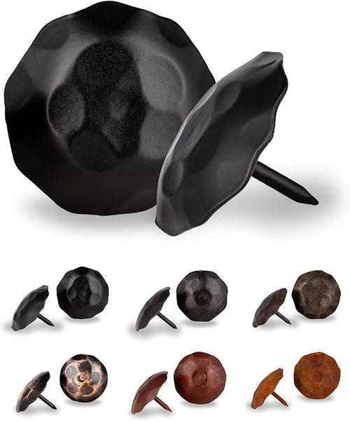 10 Pack 1.5" Round Head Iron Clavos Decorative Nails – Black – Handmade Rustic by BorderlandRusticHardware