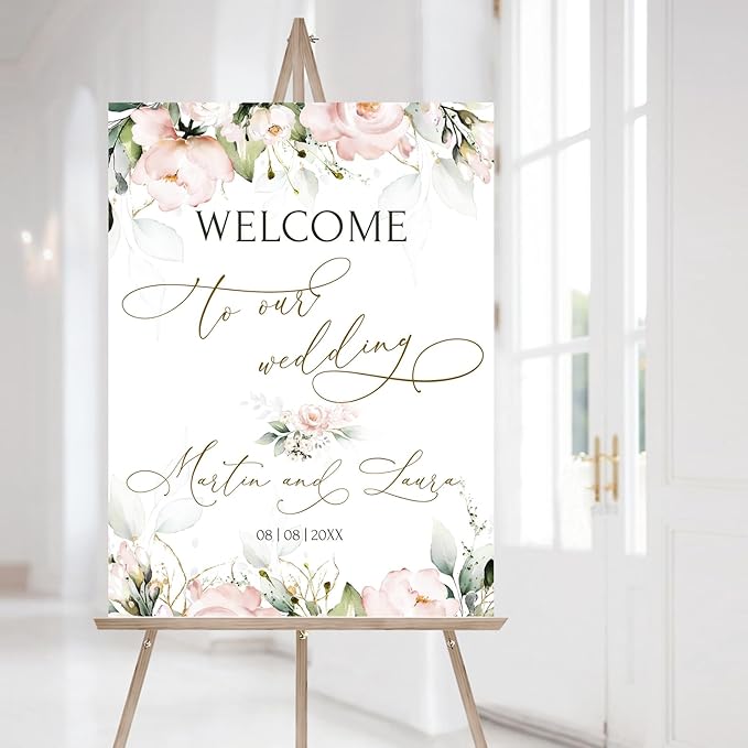 Personalized Wedding Welcome Sign, Flowers Wedding Welcome Sign, Wedding - Image 3