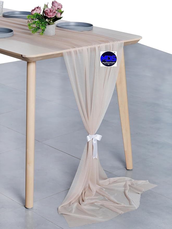 MDS 25 Pack 10ft Chiffon Table Runner 29 x 120 Inches Sheer Wedding Runner - Image 3