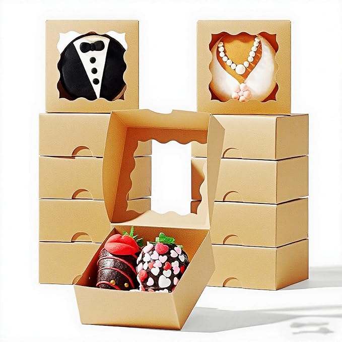 RomanticBaking 3 ¼" x 3 ¼" x 1 ½" 50PCS Chocolate Truffle Boxes by RoanticBaking