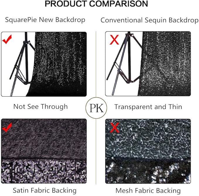 SquarePie Sequin Backdrop Less Transparent Background Sparkly Curtain - Image 3