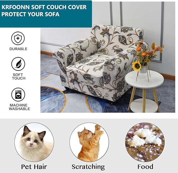KRFOONN 2 Piece Chair Covers Printed Sofa Covers Couch Covers Washable Armchair - Image 4