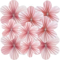 SUNBEAUTY 9 PCS Pink and Cherry Blossom Party Decorations Pink Paper Fans Decor by SUNBEAUTY