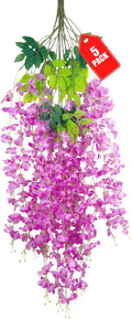 5 Pack Purple Red Wisteria Hanging Flowers, 3.44 Ft Fake Hanging Flowers by ZEBMOON