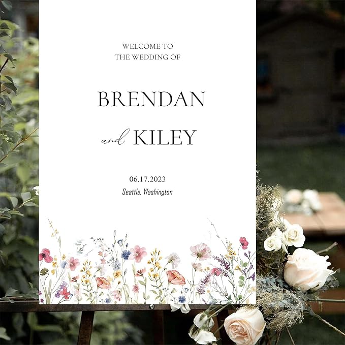 Spring Wildflower Wedding Welcome Signs, Welcome Sign Wedding, Customized - Image 3