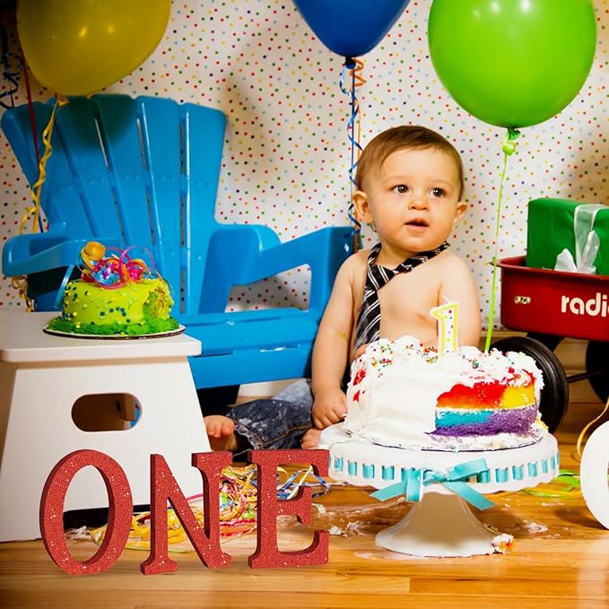 TONIFUL 8 Inch Red Glitter Letter O Table Centerpiece A-Z Red Birthday Party - Image 5
