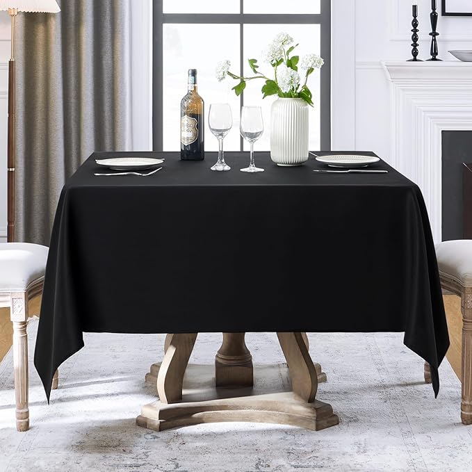 Square Tablecloth 52 x 52 Inch Black 10 Pack Tablecloths Stain-Wrinkle - Image 2