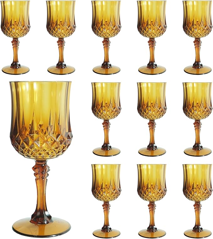 Plastic Wine Glasses，Plastic Goblets Vintage Style Cordial Drinking Glasses by LEYIQUCHAMPAGNEWINEGLASSES