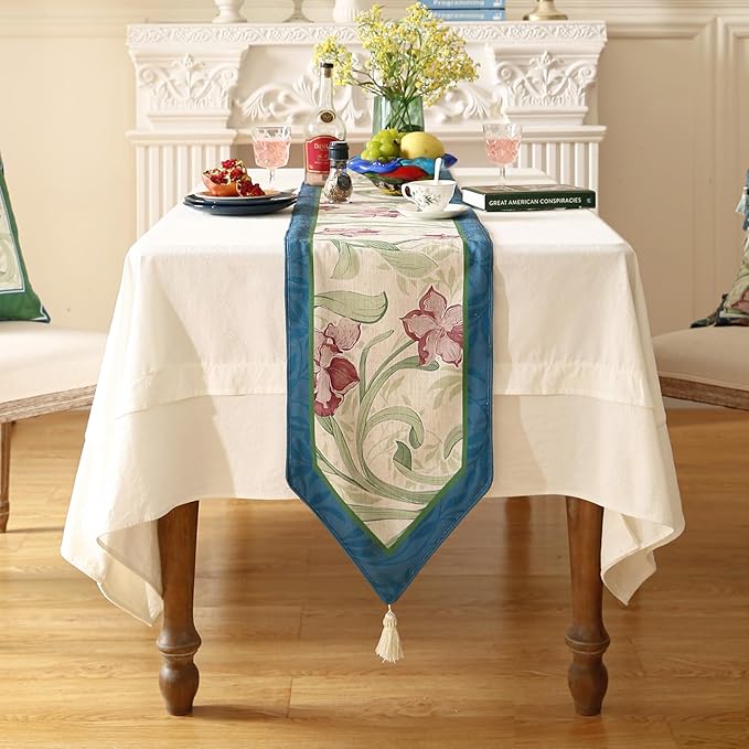 patdrea Designer Elegant Bright Linen Extra Long Table Runner 118 Inch Long - Image 3