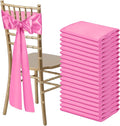 50 PCS Pink Satin Chair Sashes Bows Universal Chair Ribbon Ties Back Sash by LooksForwardtoSeeingYou