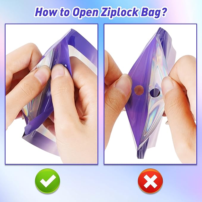 Funfery 100 Pack Gradient Holographic Bags, Mylar Resealable Bag - Image 6