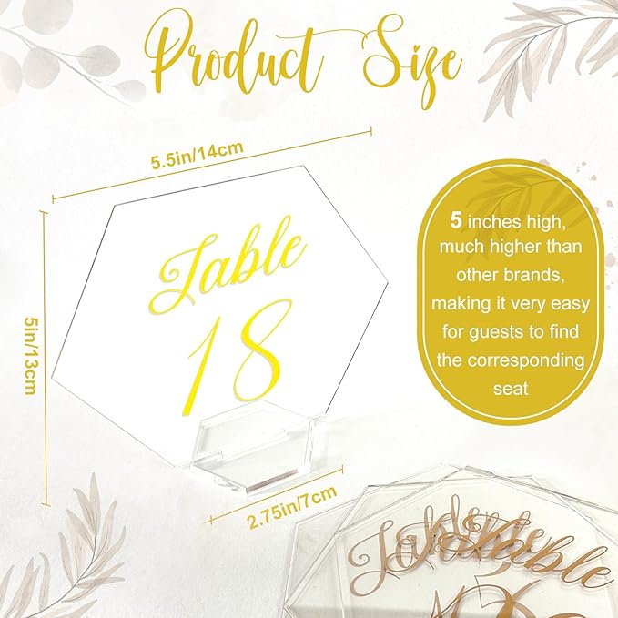 OurWarm Large Acrylic Wedding Table Numbers 1-20, Elegant Printed Calligraphy - Image 2