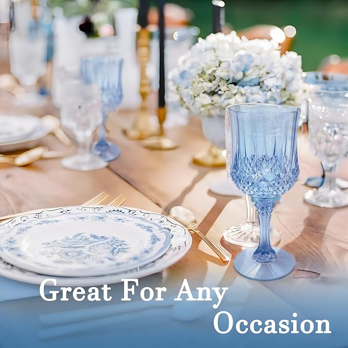 Blue Plastic Wine Glasses，Plastic Goblets - Image 4