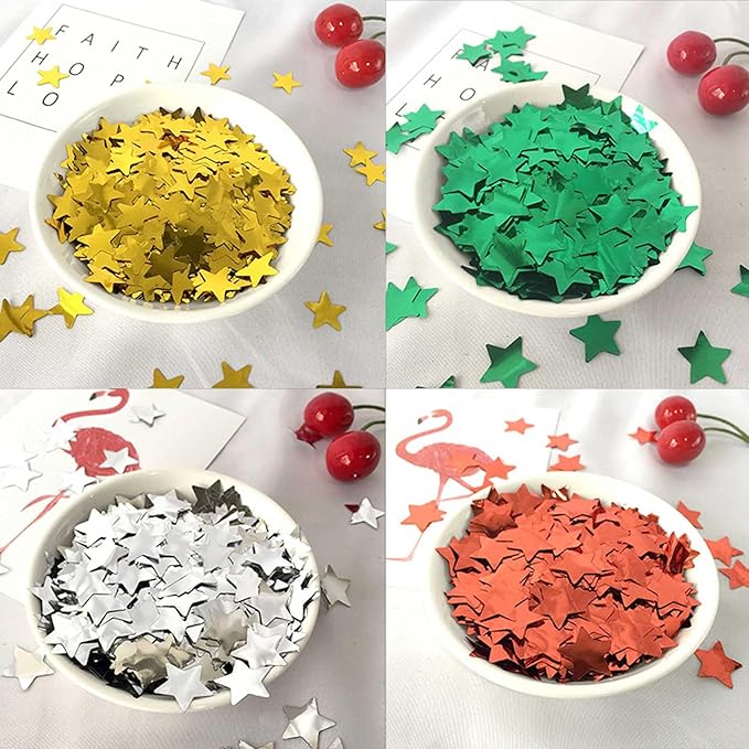 Silver Metallic Foil Star Confetti 0.78inch/2cm 8000PCS Table Confetti - Image 4