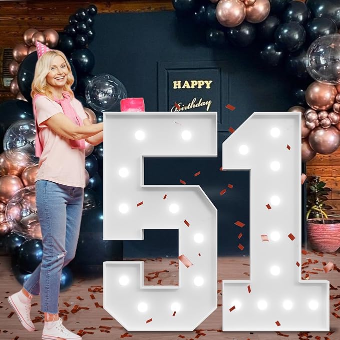 imprsv Marquee Numbers Large 51st-Birthday Decorations: 4ft Light Up Number - Image 7