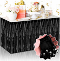3 Pack 29 x108 Inch Black Foil Fringe Table Skirts Metallic Banner by LANTIANCHEN