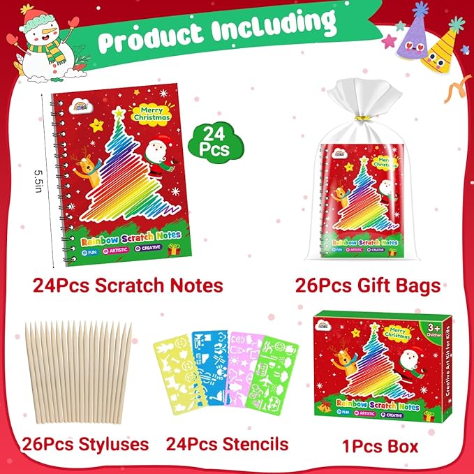 ZMLM Rainbow Scratch Party Favors Kids: Birthday Gifts Toy Bulk Scratch Art - Image 2
