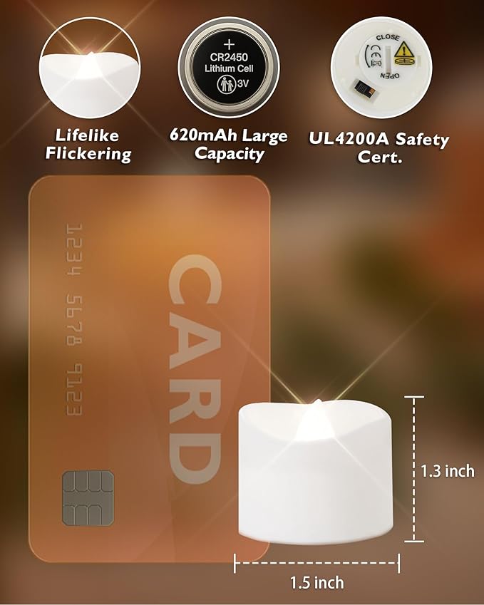 Homemory 12pcs Remote Timer LED Tea Lights Candles, 400+Hours Flickering - Image 5