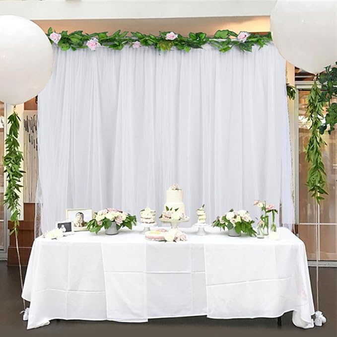2 Pack White Backdrop Curtain for Wedding Photo Photoshoot Birthday Party - Image 2