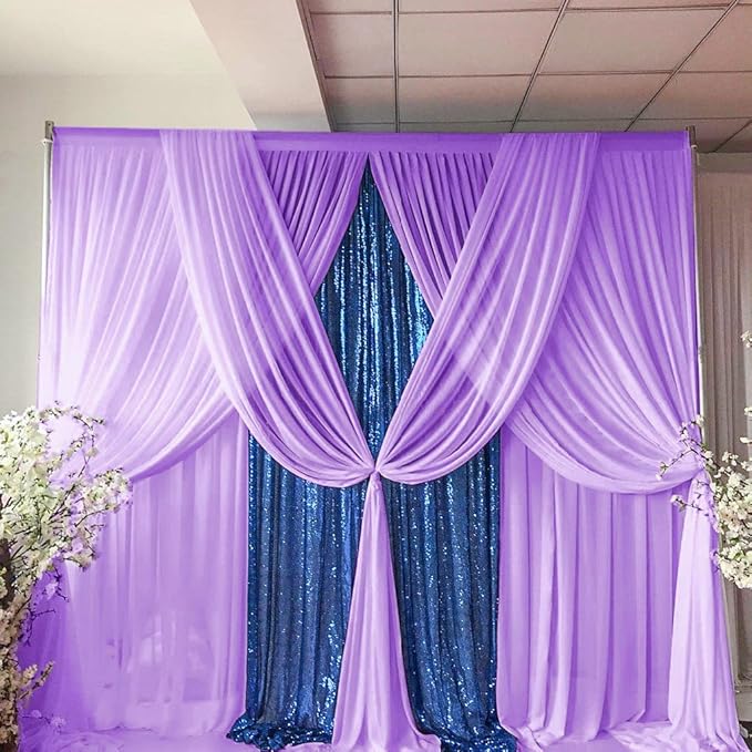 DUOBAO Lavender Chiffon Curtains 2 Panels 58 Inch Width by 120 Inch Long Light - Image 5