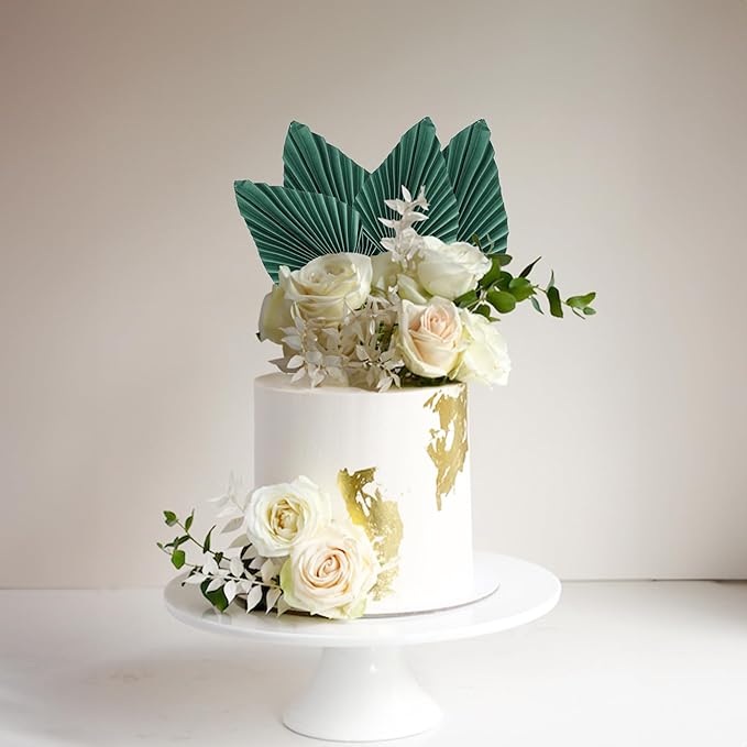 Ephlyn 6Pcs Paper Palm Fan Cake Topper Palm Leaf Fan Cake Pick Decoration - Image 5