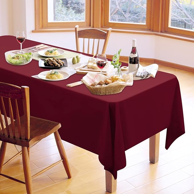 12 Pack Burgundy Tablecloths for Rectangle Tables 60 x 102 Inch Polyester - Image 6
