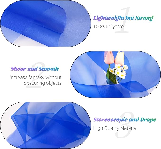 Crystal Organza Fabric Tulle 11 Inch by 50 Yards Sheer Tulle Rolls - Image 4