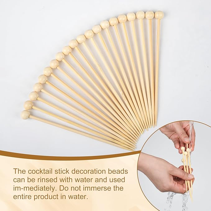 300Pcs Fancy Toothpicks for Appetizers, 4.7Inch Wooden Ball Cocktail Picks For - Image 7
