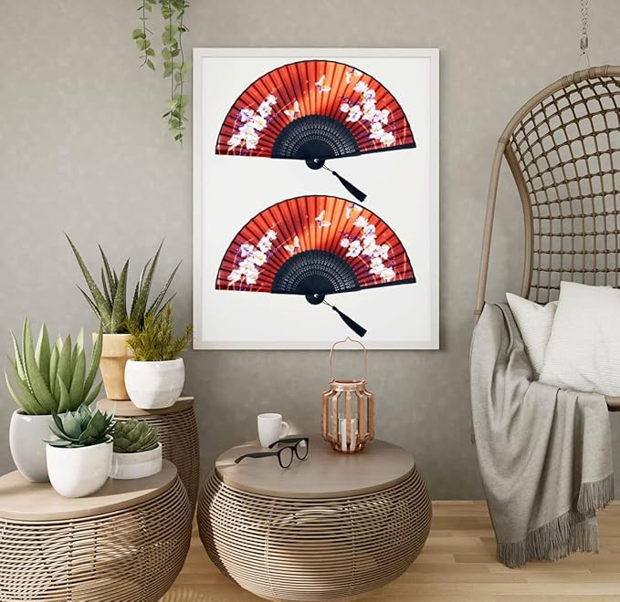 Amajiji Folding Hand Fan for Women, Chinese Japanese Vintage Style Bamboo Silk - Image 6