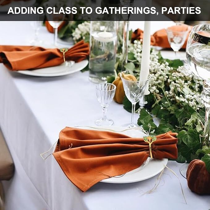 Gold Napkin Rings Set of 10, Napkin Rings Holder Buckles, Thanksgiving - Image 4