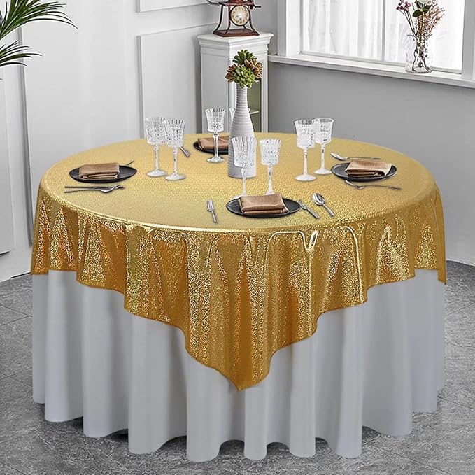 Fitable Gold Sequin Tablecloth for Parties 54x54 Inch - Image 7