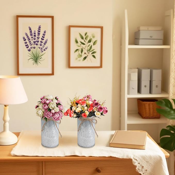 6" High Vase Centerpiece for Table, Rustic Farmhouse Mason Jars - Image 2