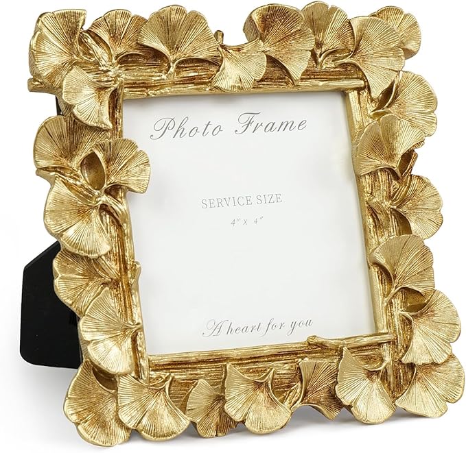 Cuspin 4x4 Picture Frame Small Gold Frames, Vintage Ornate Leaf Textured by Cuspin