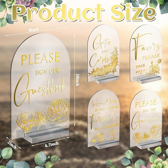 Chunful 4 Pcs Clear Acrylic Wedding Sign - Image 2