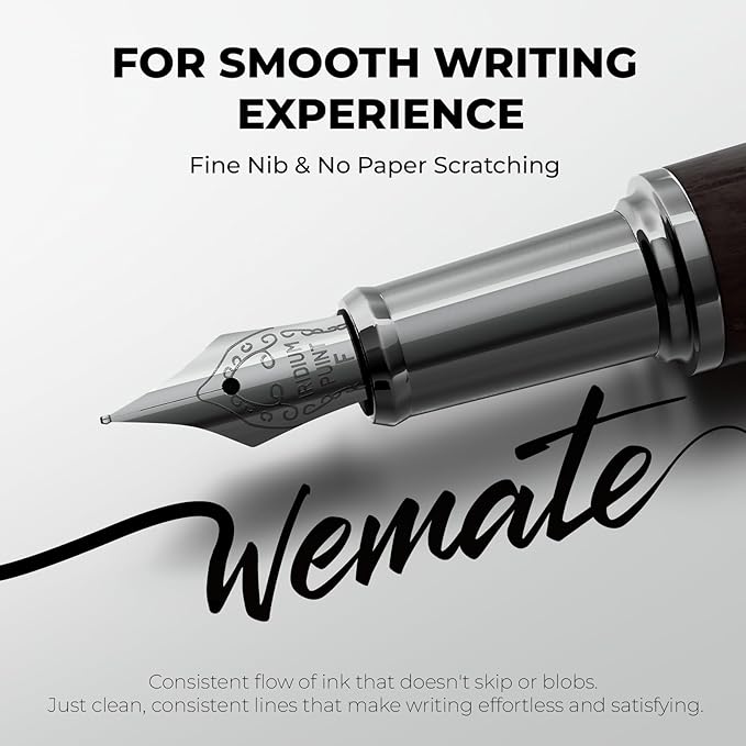 WEMATE Fountain Pen Set, Fine Nib, 20 Ink Cartridges, 1 Ink Converter, Smooth - Image 3