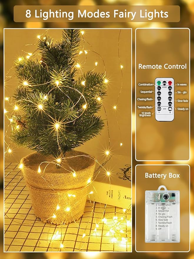 3-Pack 78FT 240 LED Fairy Lights Battery Operated - Image 2