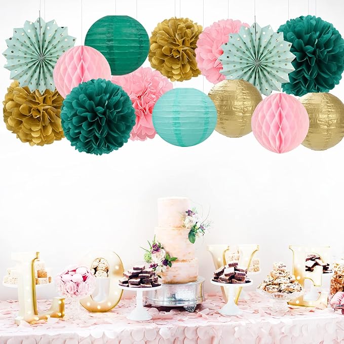 Sage-Green Pink-Gold Baby-Shower Party Decorations - Image 4