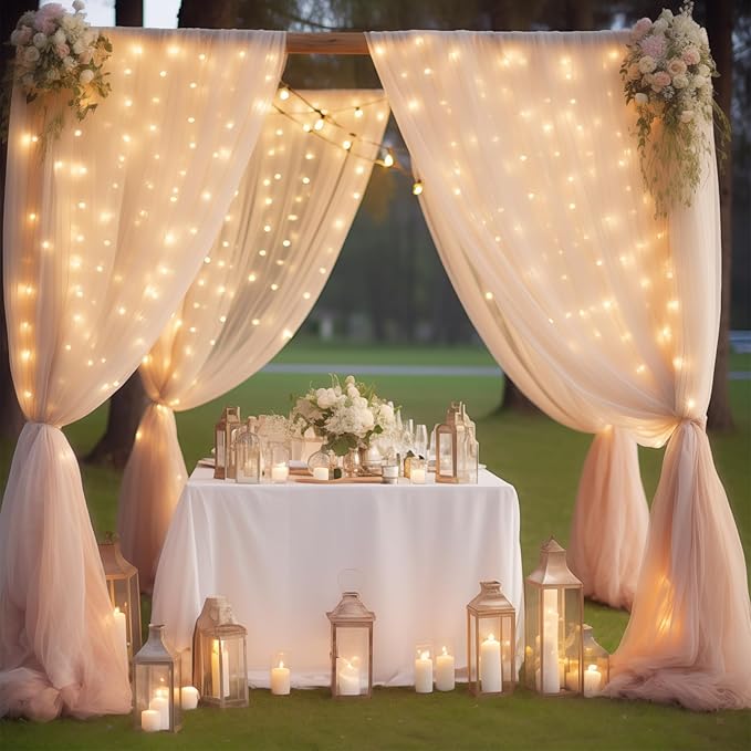 30×10ft Champagne Tulle Backdrop Curtain - Image 6