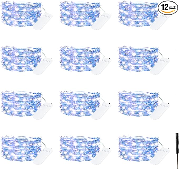 12 Pack Fairy Lights Battery Operated String Lights，7FT 20LED Waterproof Silver by Bexdir