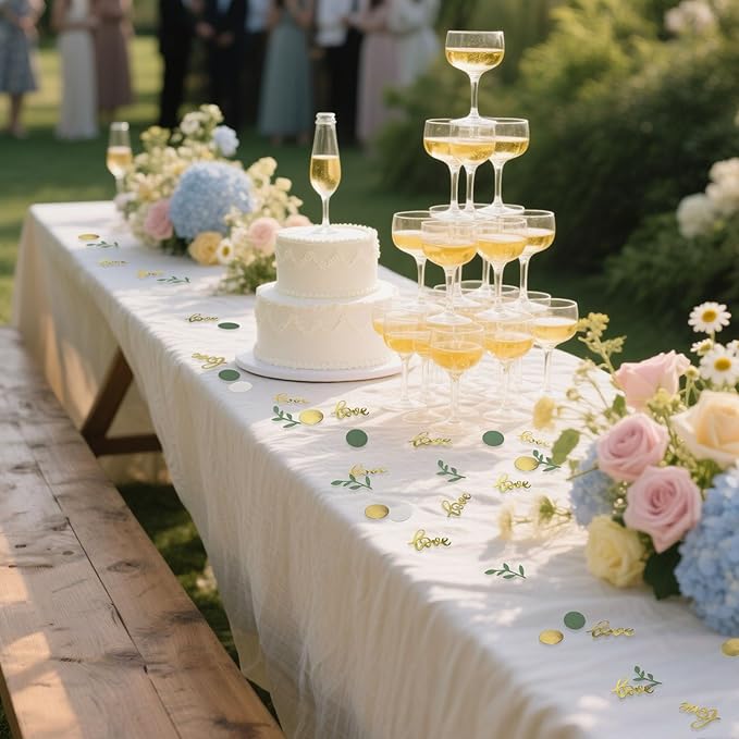200 Pcs Gold Glitter Wedding Table Confetti, Bridal Shower Decorations - Image 2
