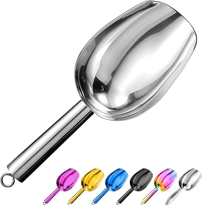 Metal Ice Scoop 3 Oz, Small Stainless Steel Ice scooper by Sanhaipen