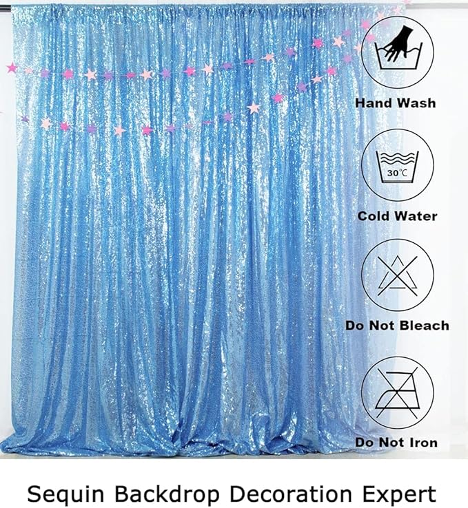 ShinyBeauty 10FTx10FT Baby Blue Sequin Backdrop | Sparkle Photo Background - Image 6