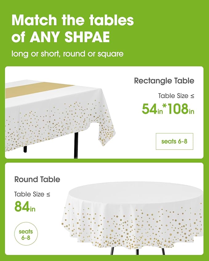 Pureegg Plastic Table Cloth Disposable 10 Pack, 54 x 108 Inch, Table Runner - Image 2