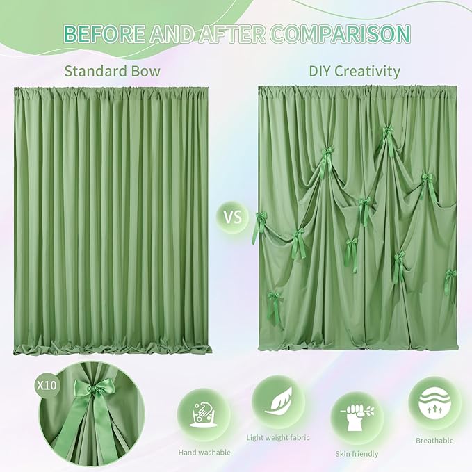 Sage Green Backdrop Curtain - Image 4