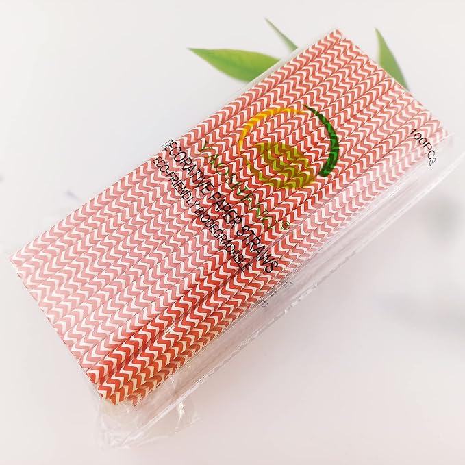 YAOSHENG Premium Disposable Waves Striped Drinking Paper Straws, Pack 100 Red - Image 5