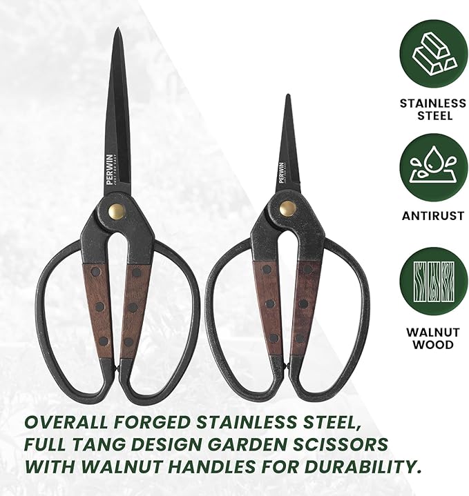 Garden Flower Bonsai Scissors, Walnut Wide Handles Pruning Gardening Scissors - Image 5