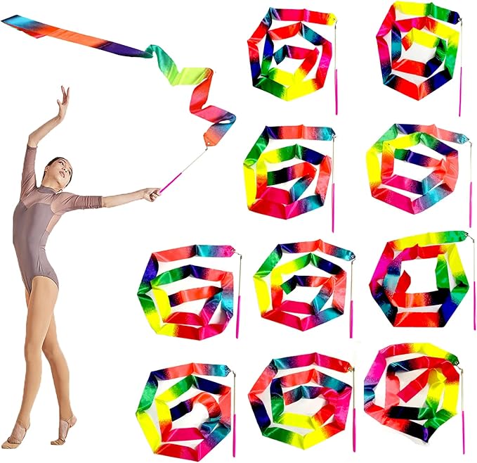 20 Pieces Ribbon Wands for Kids, 2 Meter Ribbon Dancer Wand, Dance Ribbons for by AITIME