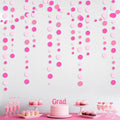 Hot Pink Party Decorations Circle Dots Garland Rose Pink White Hanging Paper by pinkblume