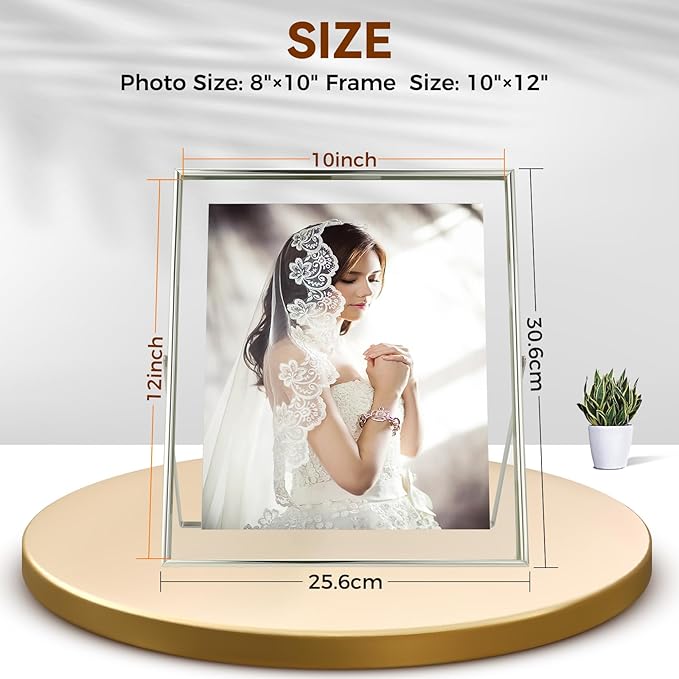 Silver Floating Frame, For Picture 9x11, Tabletop Shelf Photo Frame, Classy - Image 2