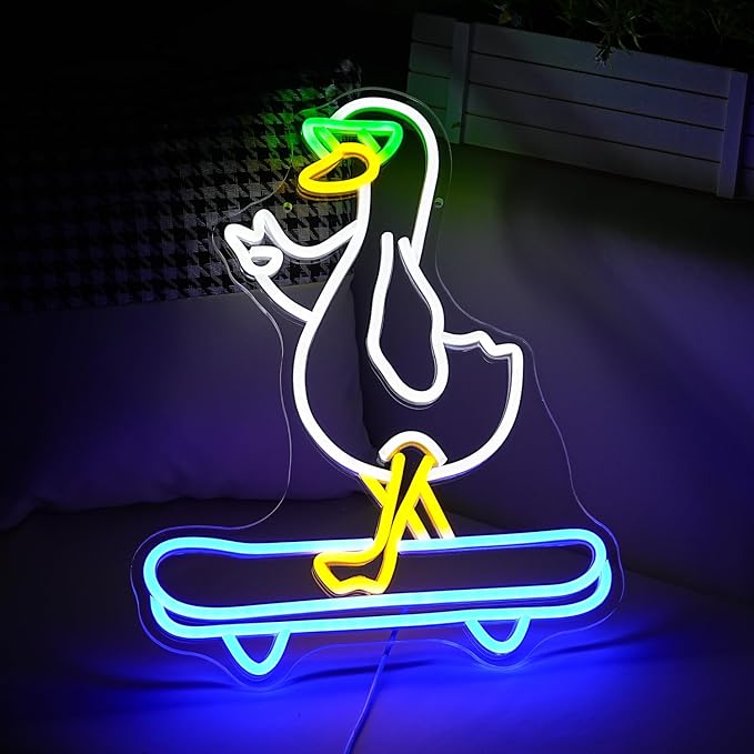 Duck Neon Sign Cool Skateboard Glasses Duck Neon Light - Image 5